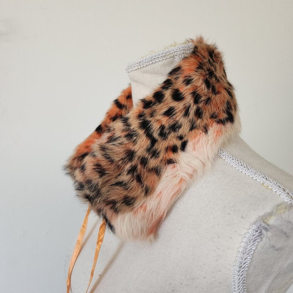 Stef In Time Animal Print Fur Scarf Orange Neck warmer Pellicca Fur - Picture 2 of 4